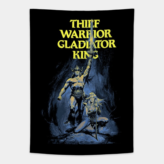 Thief, Warrior, Gladiator, King Tapestry by OrcaDeep