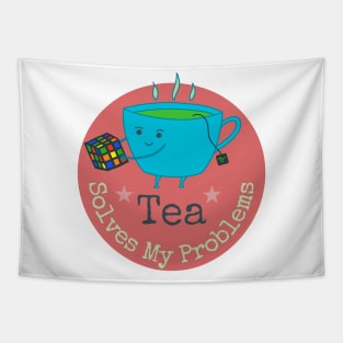 Tea Solves My Problems - cute whimsical design for tea lovers Tapestry