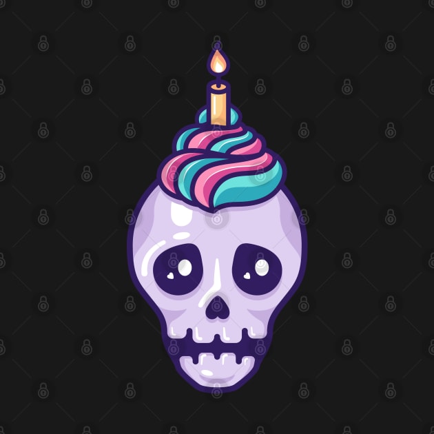 Skull with icing and birthday candle by Sugar & Bones