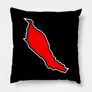 Denman Island in a Red Hot Crimson Silhouette - Simple and Classic - Denman Island Pillow