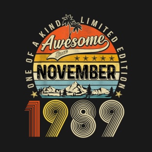 Awesome Since November 1989 Vintage 34th Birthday T-Shirt