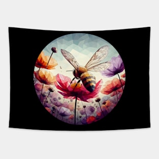 Low Poly Bee on a Flower Tapestry