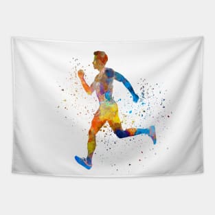 Man running sprinting jogging Tapestry