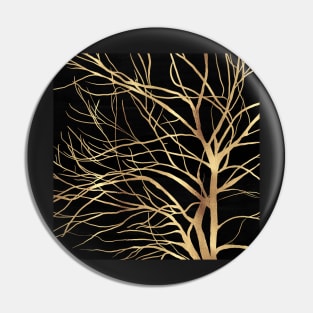 Modern Gold Tree Silhouette Minimal Black Design Pin