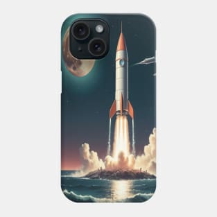 Moonlit Rocket Launch Phone Case