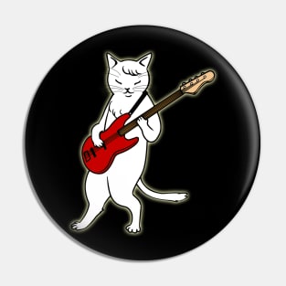 Funny Cat Playing Bass Guitar Pin