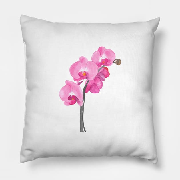 Watercolor orchid Pillow by RosanneCreates