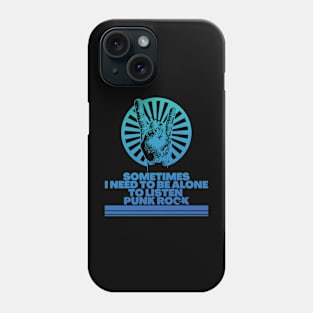 listen punk rock alone  blue gradient Phone Case