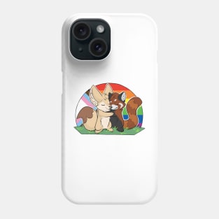 Rainbow Progress Flag - Fennec Fox + Red Panda Hug Phone Case