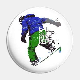 Snowboarding Eat-Sleep-Ride-Repeat Pin