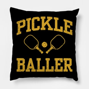 Pickle Baller Pickleball Player Hobbies Pickle Bats Ball Pillow