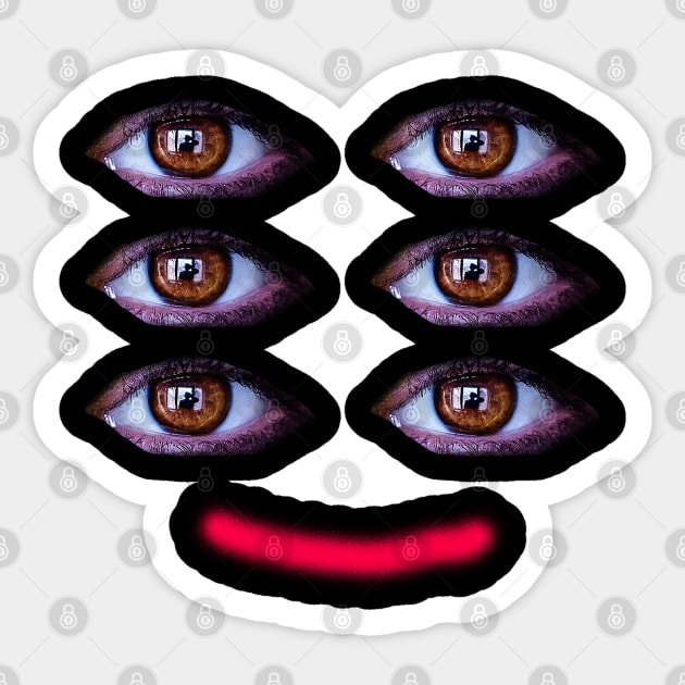 Weirdcore Aesthetic Demonic Red Full Moon Eyes Sticker