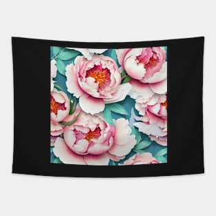 Watercolor peony painting Tapestry