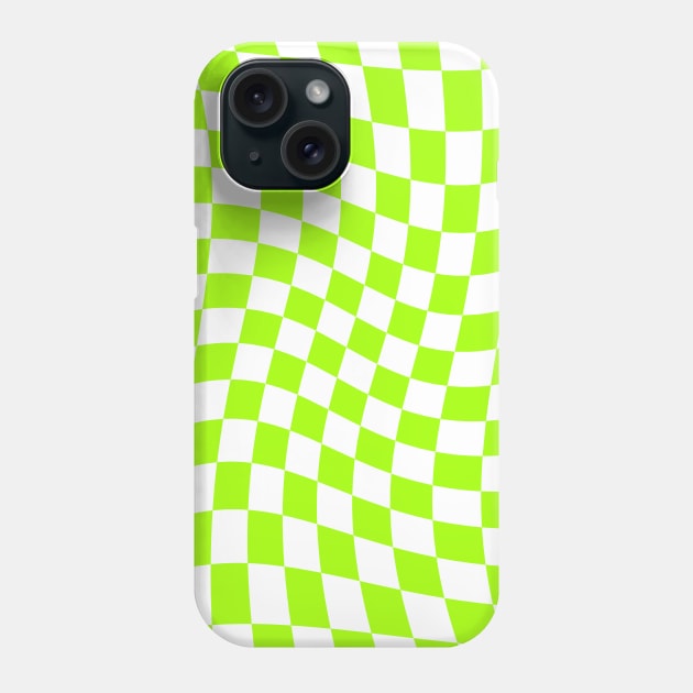 Twisted Checkered Square Pattern - Bright Green Tones Phone Case by DesignWood Atelier