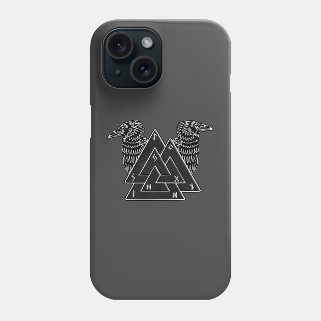 Valknut, Huginn and Muninn Phone Case by NateArtDesign