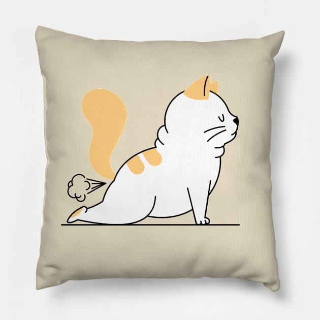 Yoga Fart Cat Pillow by InkyArt