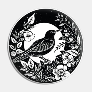 Bird and flowers Academia aesthetic Pin