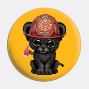 Cute Black Panther Cub Firefighter Pin