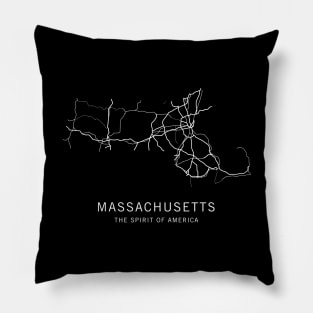 Massachusetts State Road Map Pillow