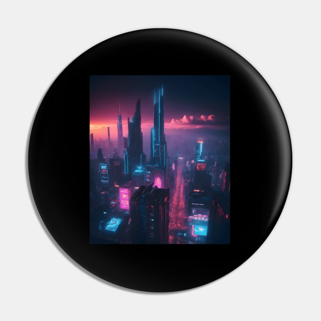 Cyberpunk City Aesthetic Futuristic Pin by spaghettigouache