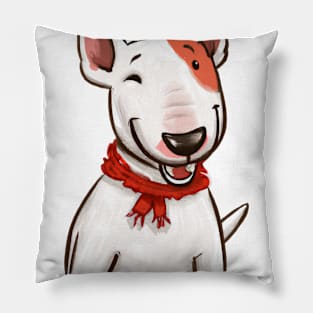 Cute Bull Terrier Drawing Pillow