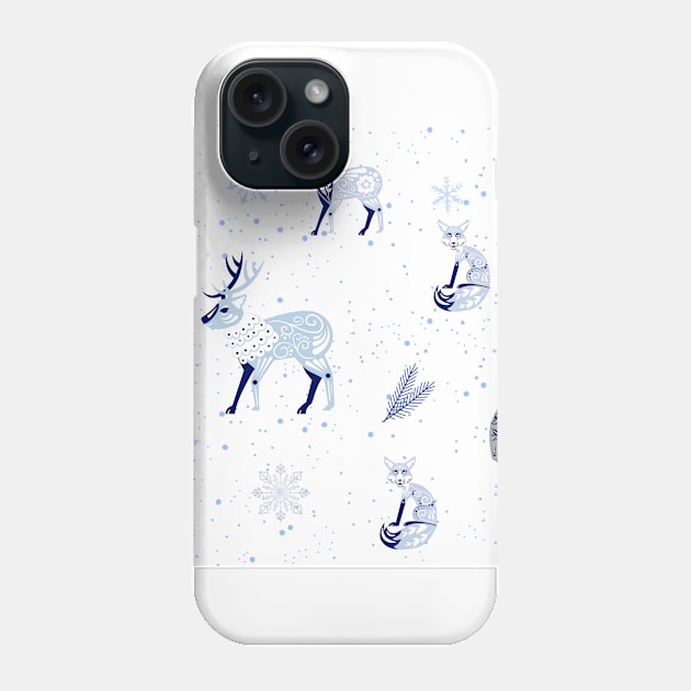 Christmas Snow Animals Mistletoe Phone Case by Jesscreative