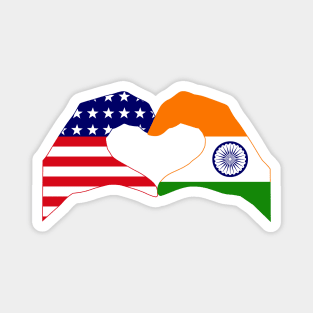 We Heart USA & India Patriot Flag Series Magnet