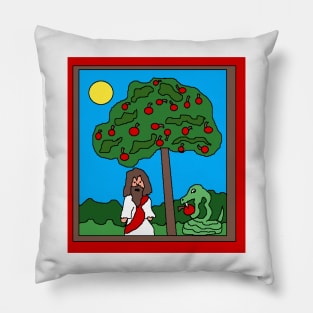 Pixel art Jesus Christ apple tree snake Pillow