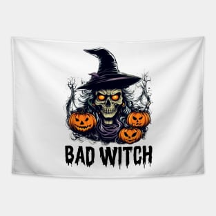 Bad Witch Halloween Horror Tapestry