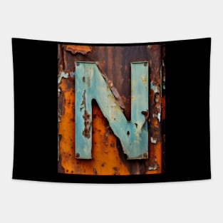 Rusty Letter N Antique Monogram Letter N Initial Alphabet Tapestry