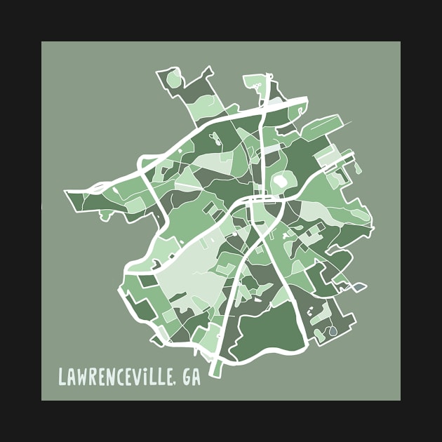 Lawrenceville, GA Map in Gray Greens by MarcyBrennanArt