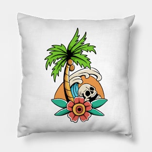 Summer, Palm, and Skull Pillow