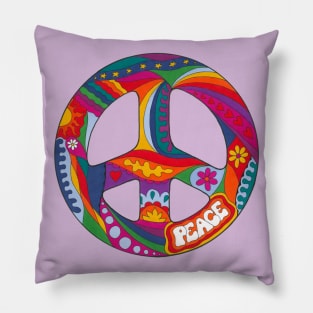 Psychedelic Peace Symbol Pillow