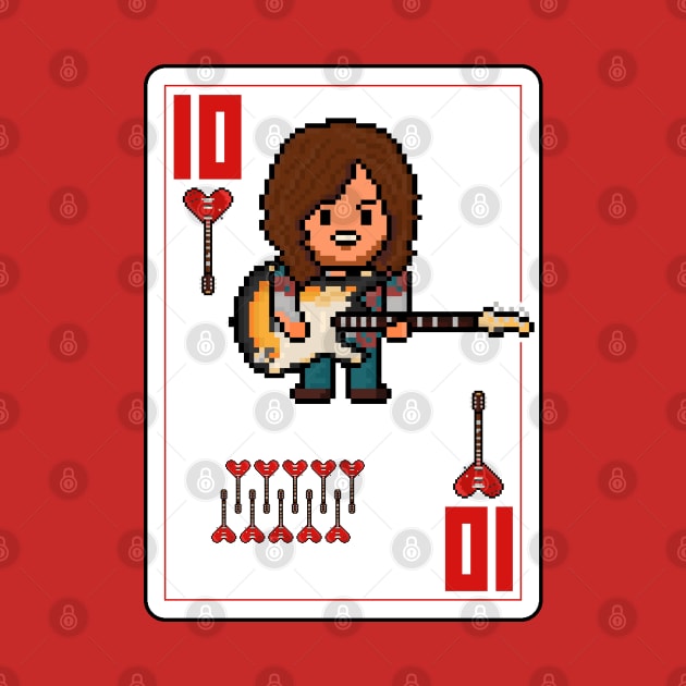 Pixelrockstars Ten of Hearts Playing Card by gkillerb