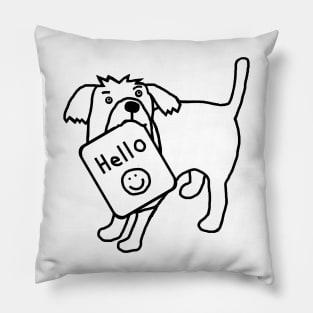 Cute Dog Says Hello Outline Pillow