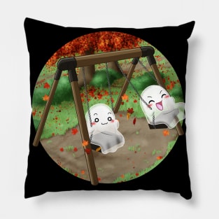 Kawaii Ghosts - Two ghosts swinging at the park Pillow