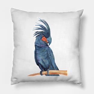 Great Red black palm cockatoo goliath parrots watercolor Pillow