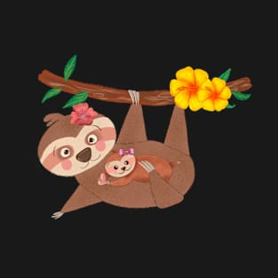 Cute baby sloth and mom T-Shirt