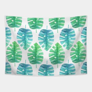 Monstera Plant Turquoise Green Tapestry