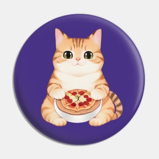 Cute Cat Holding a Pizza Pin