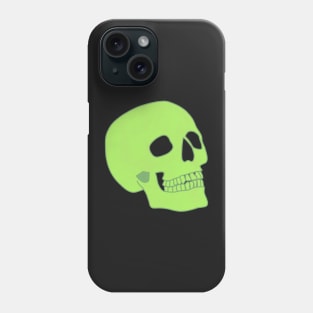 Minimal Neon Skull - green Phone Case