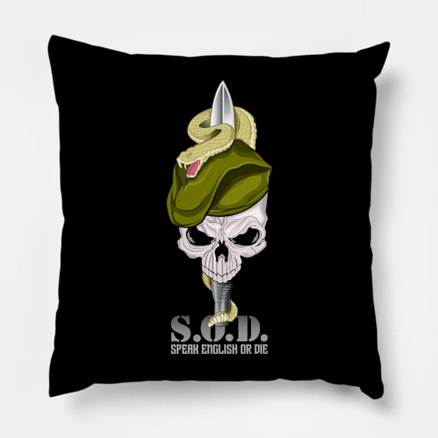 Stormtroopers of Death Speak English or Die Pillow by NEW ANGGARA