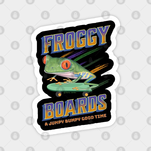 Funny Cute Red Eyed Tree Frog Skateboard Magnet by Danny Gordon Art