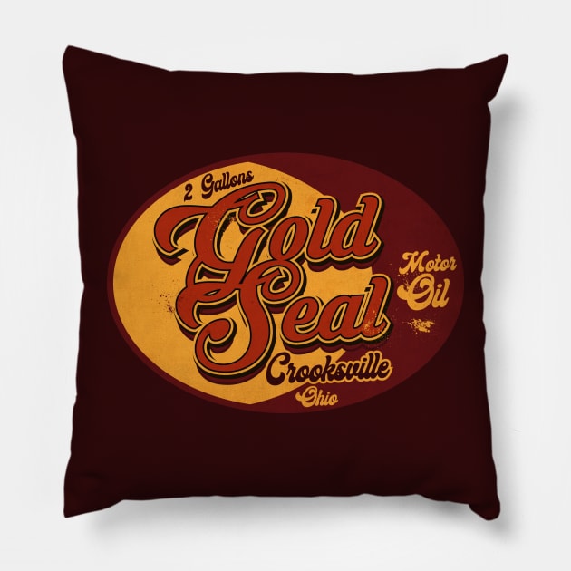 Vintage Gold Motor Oil Pillow by CTShirts