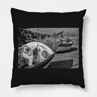 Crab fishing boat on Sheringham beach, Norfolk Pillow