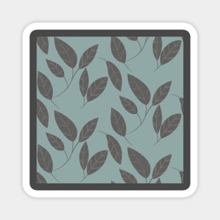 Simple Gray Leaves Magnet