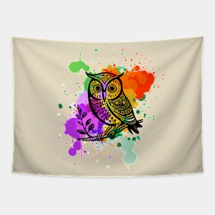 Owl with paint splash Tapestry