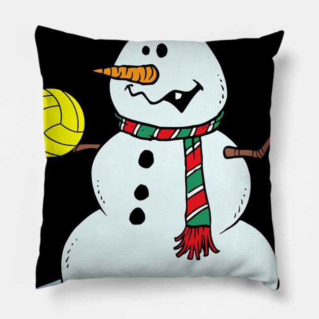 Funny Snowman Playing Water Polo Christmas Pillow by Danielsmfbb