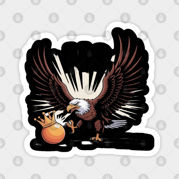 Orange Kicking No Kings In America Eagle Magnet by Ink Lines