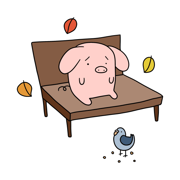 Sad Park Bench Pig by saradaboru